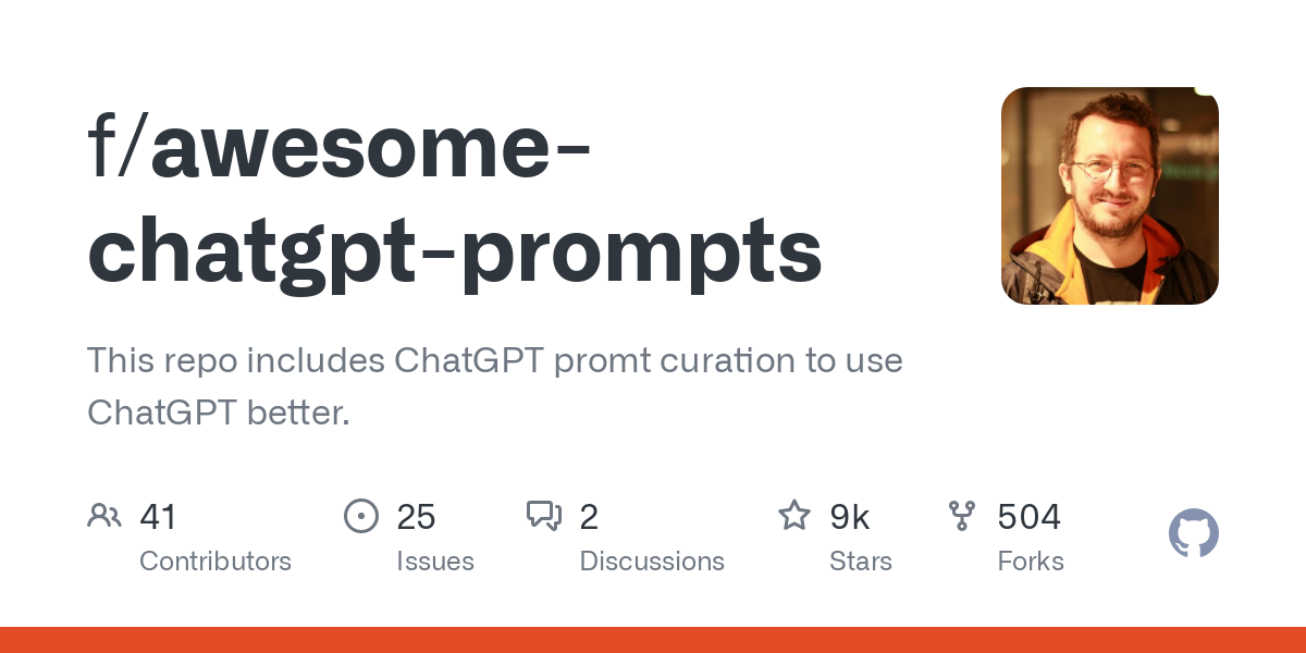 Изображение для сервиса Awesome ChatGPT prompts номер один