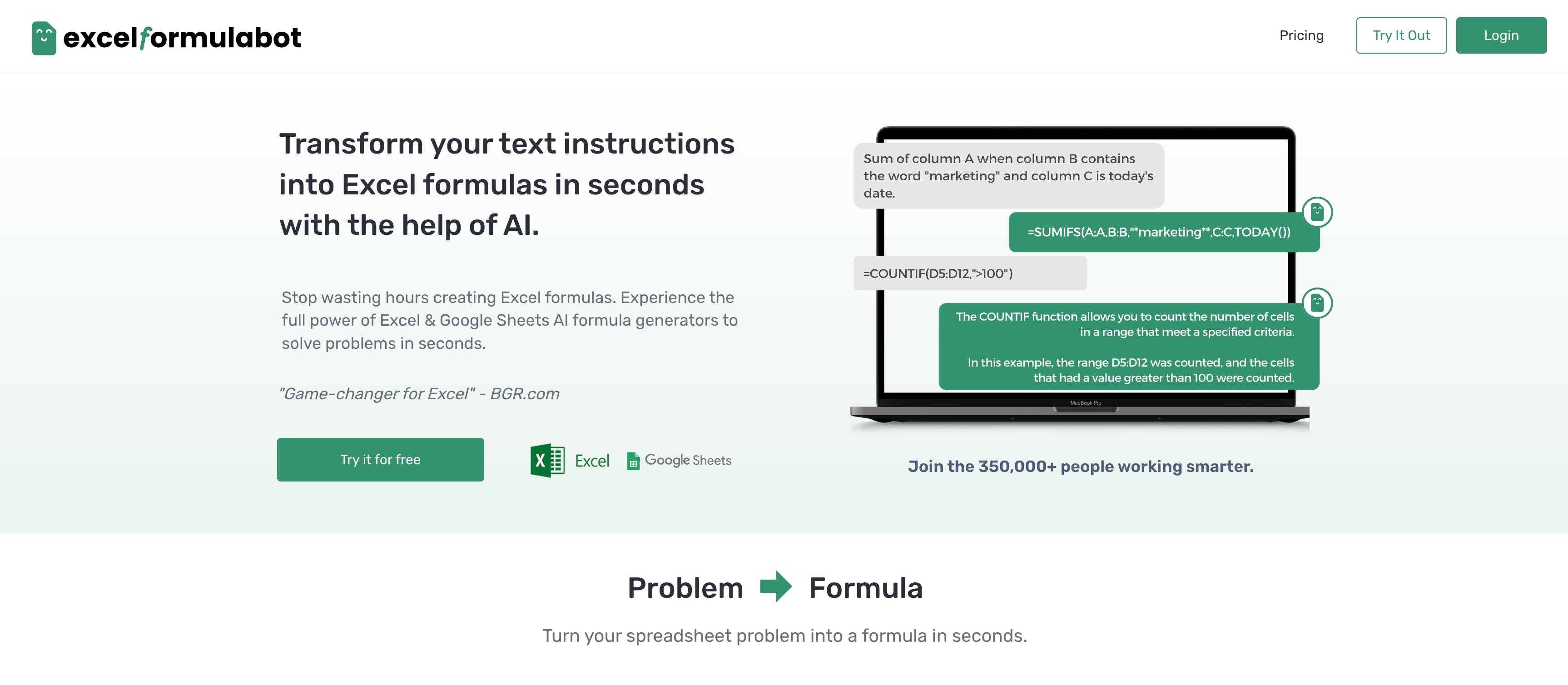 Изображение для сервиса Excel Formula Bot номер один