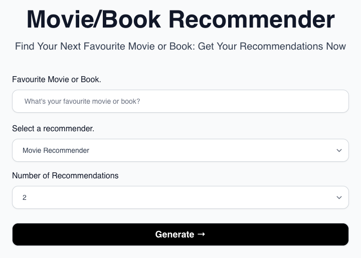 Изображение для сервиса Movie & Book Recommender номер один