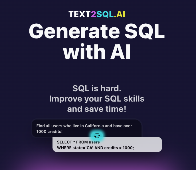 Изображение для сервиса Text2SQL.AI номер один