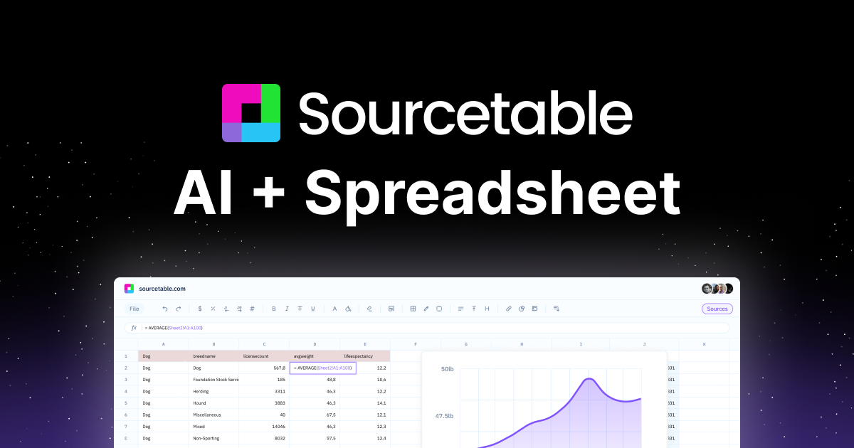 Изображение для сервиса Sourcetable номер один