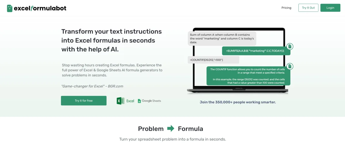 Сайт Excel Formula Bot