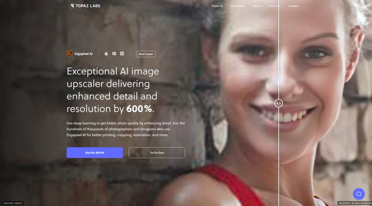 Сайт Gigapixel AI Upscaler