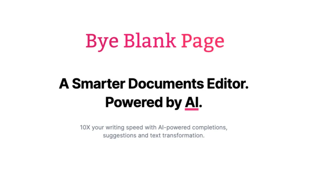 Сайт ByeBlankPage.ai