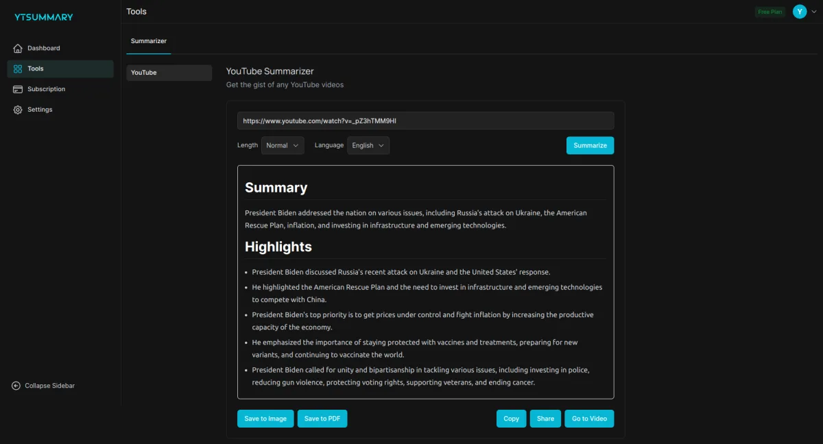 Сайт YTSummary