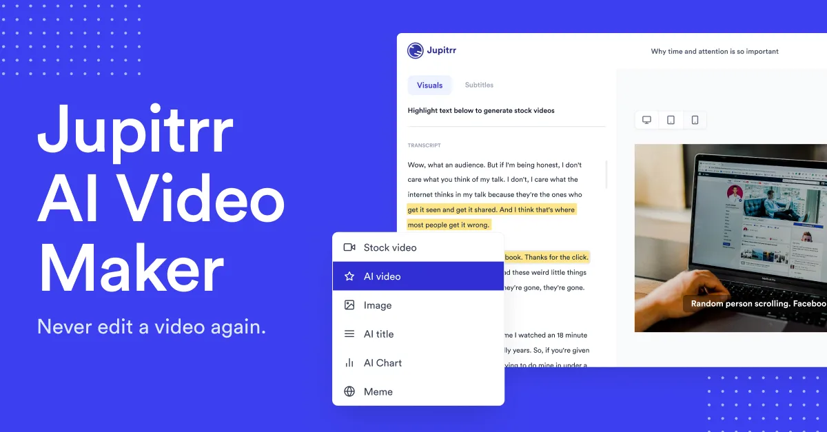 Сайт Jupitrr AI Video Maker