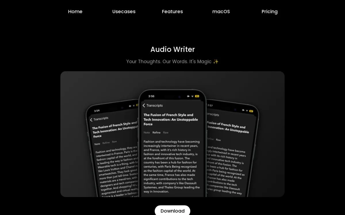 Сайт Audio Writer