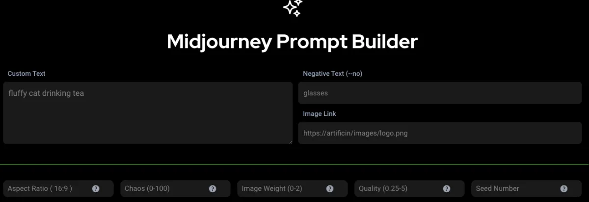 Сайт Midjourney Prompt Builder