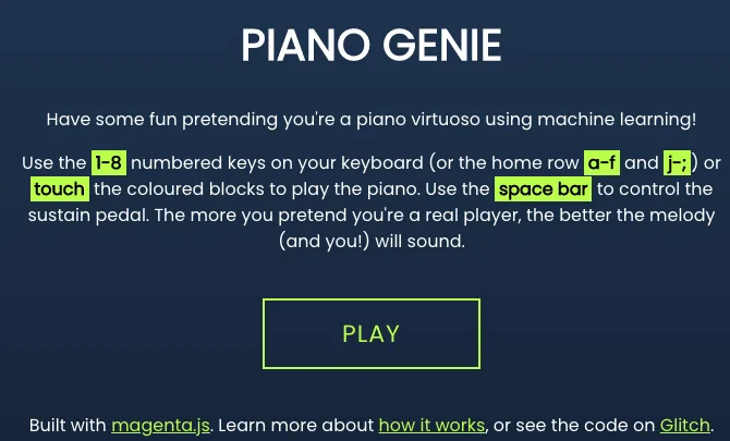 Сайт Piano Genie