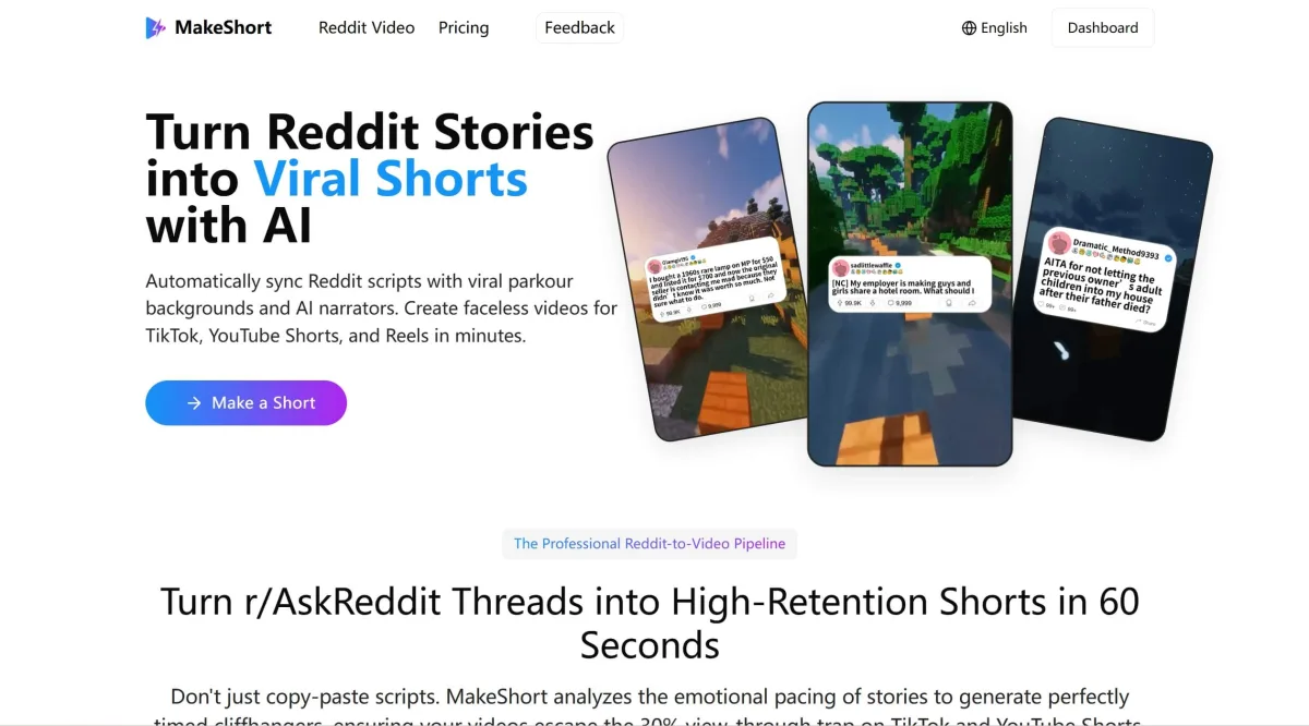 Сайт MakeShort.ai