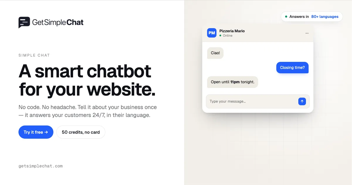 Сайт Simple Chat