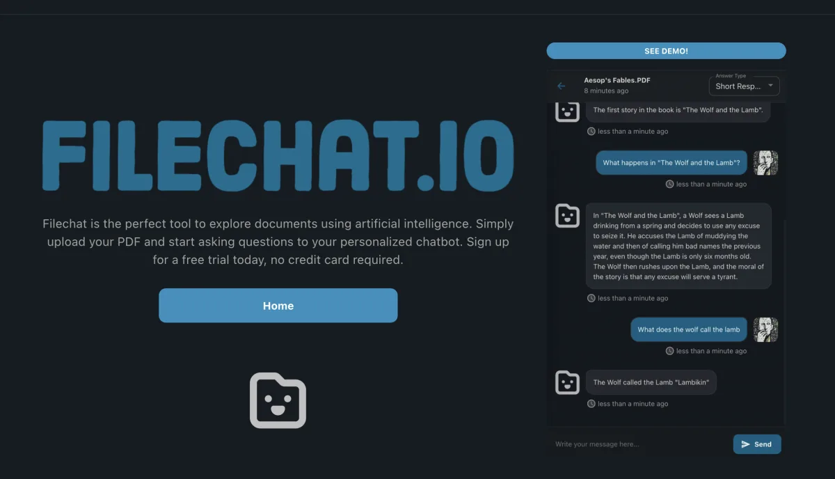 Сайт Filechat.io