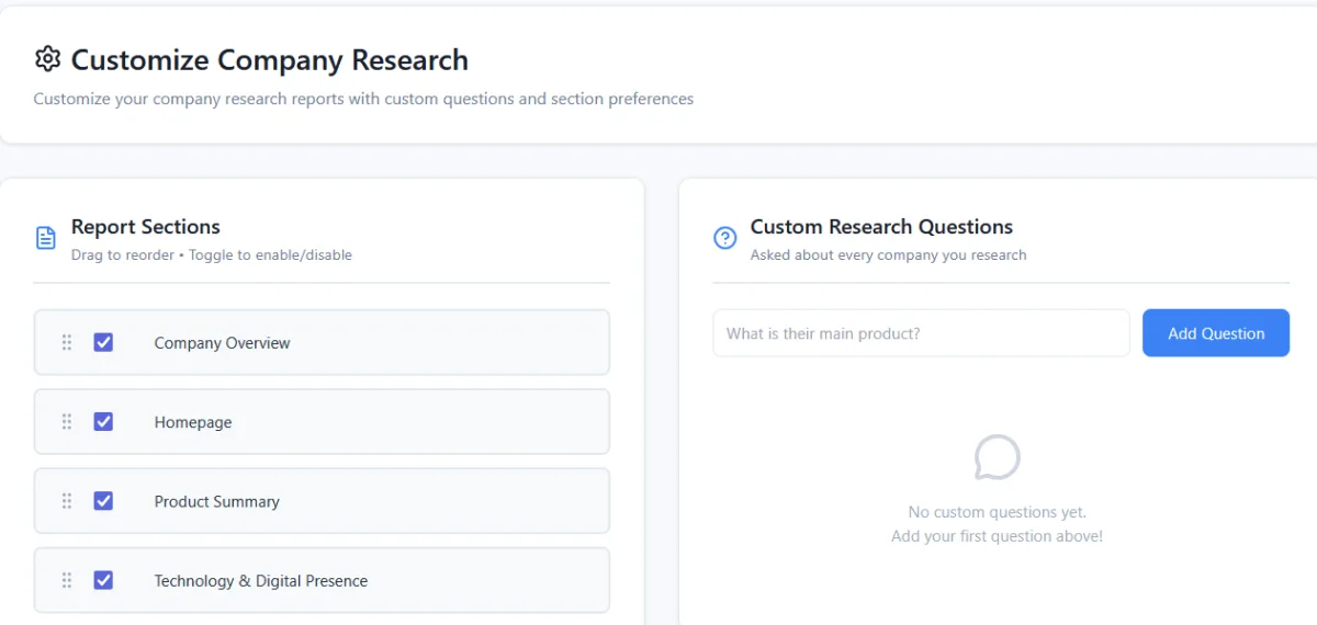 Сайт Company Research Agent