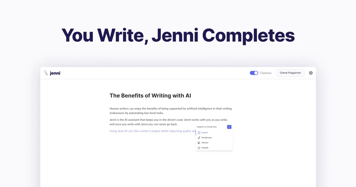 Сайт Jenni AI