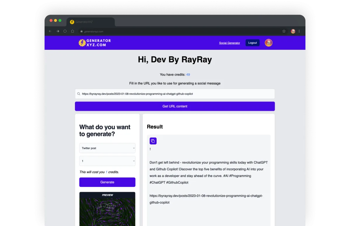 Сайт Generator XYZ