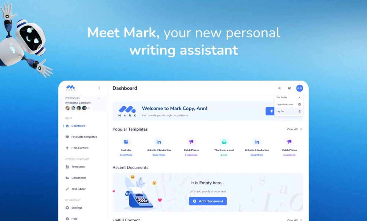 Сайт Mark Copy AI