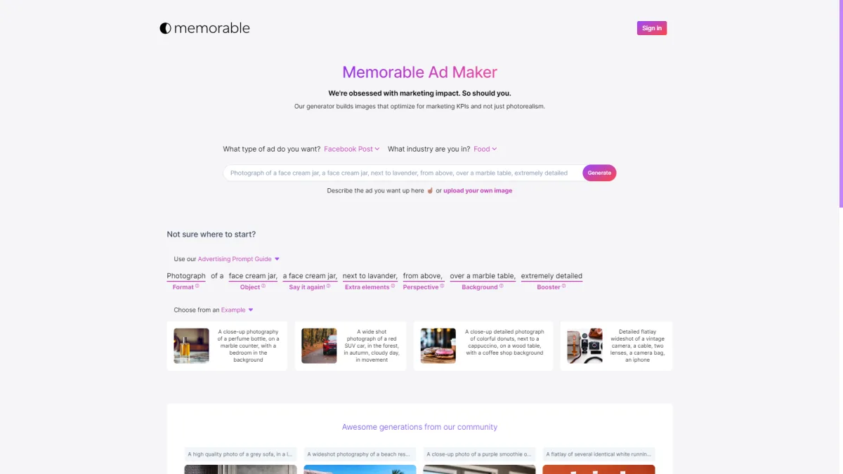 Сайт Memorable Ad Maker